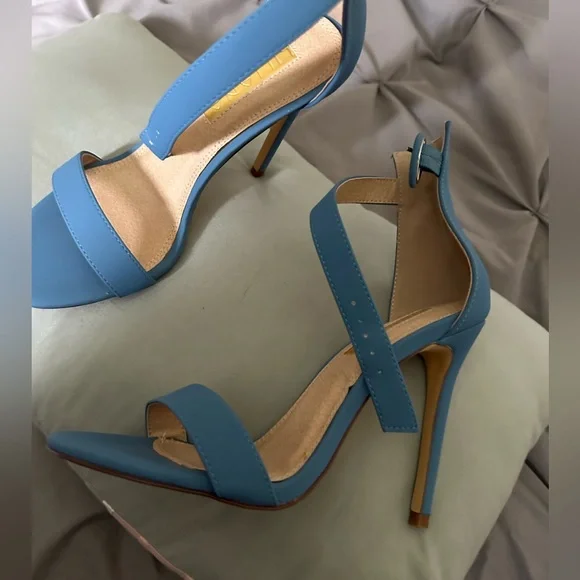 Women sandal , blue heeled sandals, UNUSED - Picture 4 of 7